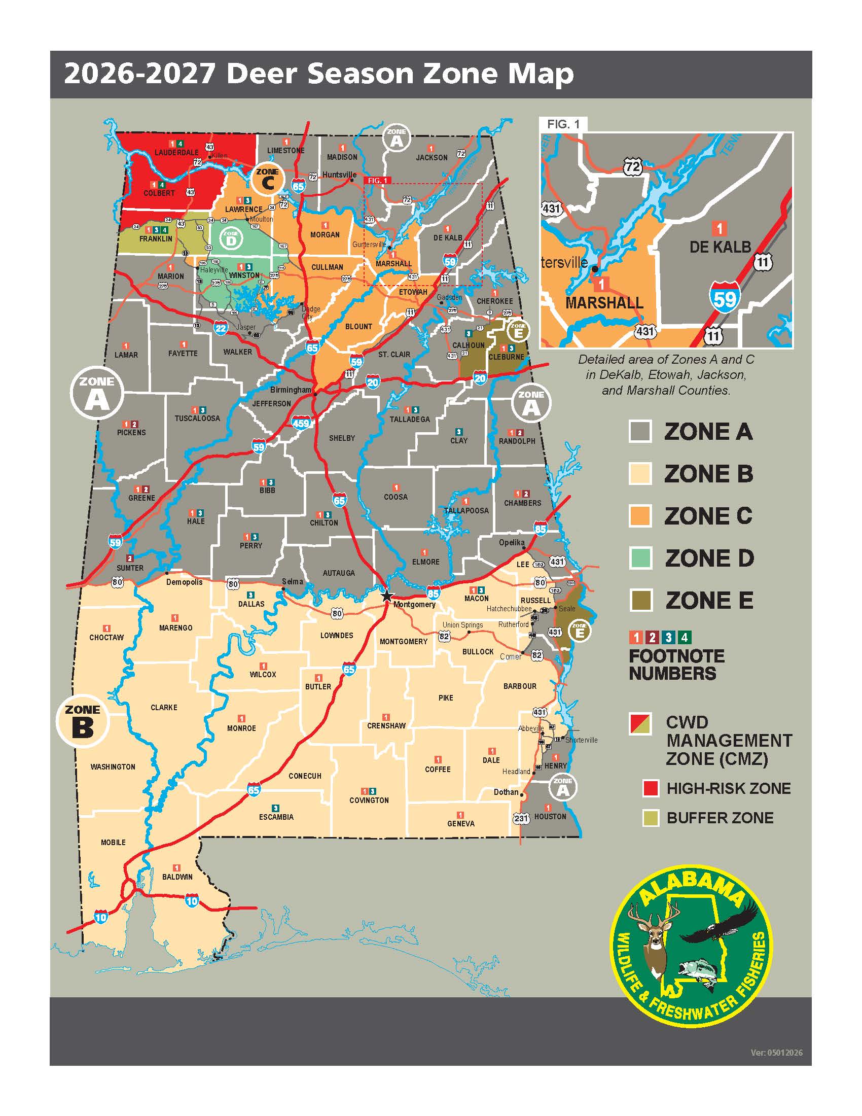 2026-2027 Deer Season Zone Map