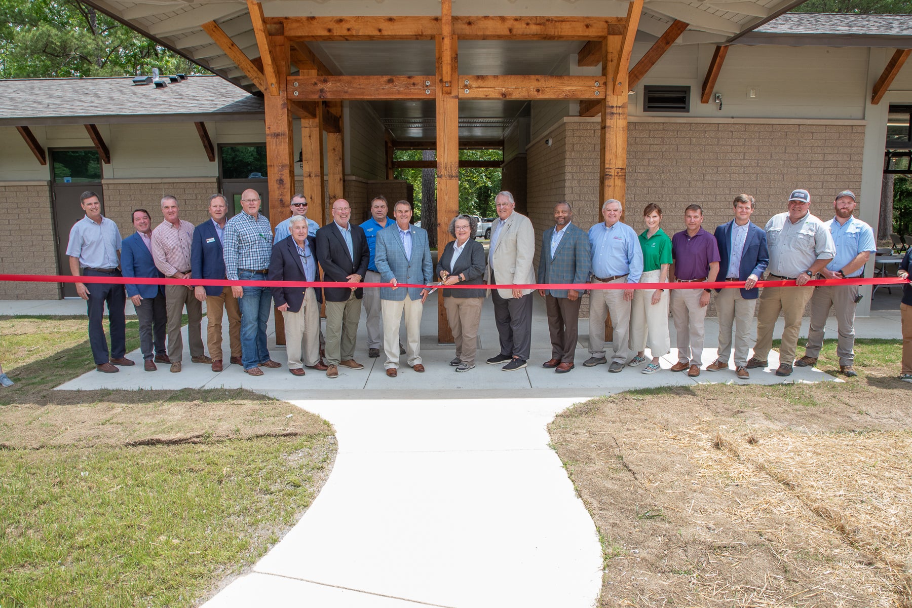Officials gathered to cut the ceremonial ribbon for the $13 million renovation of the campground at Oak Mountain State Park on Saturday, May 18, 2024. The first campers will arrive during Memorial Day weekend.