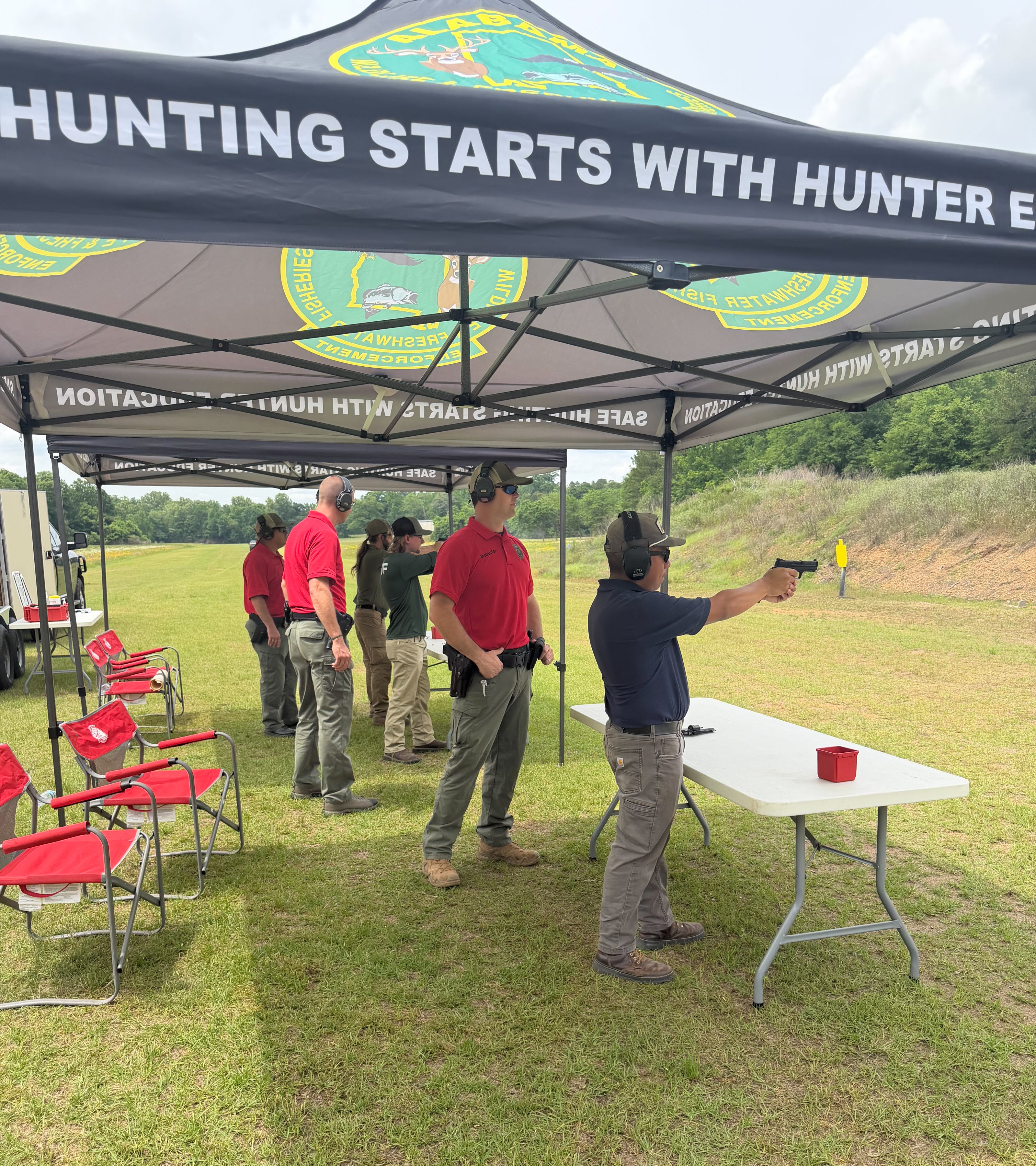 Louisiana Department of Wildlife and Freshwater Fisheries (LDWF) staff participating in a Firearms 101 class hosted by Alabama Department of Conservation and Natural Resources (ADCNR) Staff.