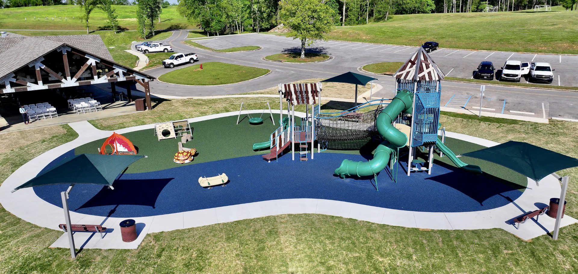 The new playground at Joe Wheeler State Park sits next to the park’s beach area, as well as a large waterfront pavilion.